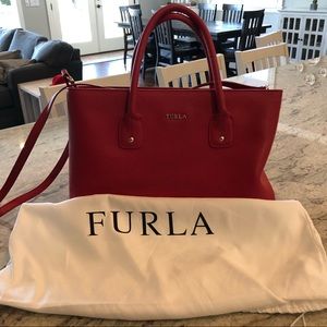 Furla Red Saffiano Leather Handbag: Excellent Cond